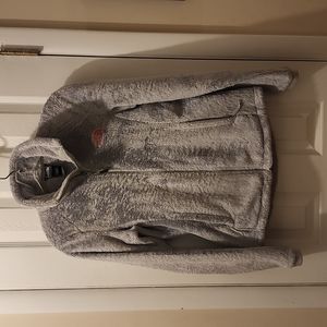 Northface gray full zip jacket women's XS w Breast cancer pink ribbon